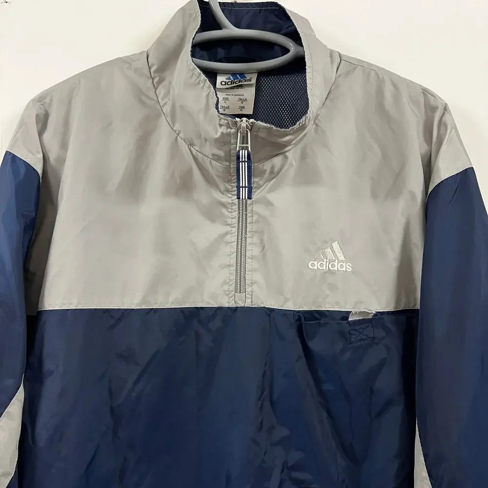 Vintage‎ Adidas 1/4 Zip Windbreaker Pullover JKT Large Mesh Lined Pockets Men's